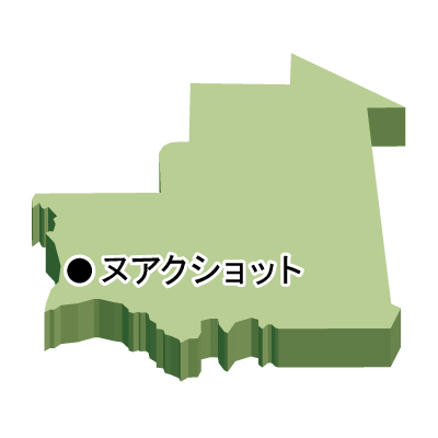モーリタニア・イスラム共和国無料フリーイラスト｜首都名・立体(緑)